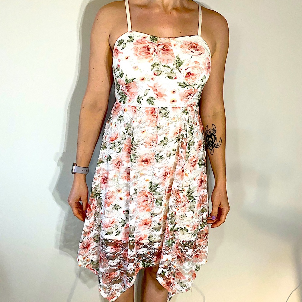 No Boundaries White Floral Lace Dress